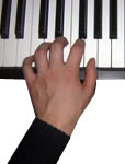 Положение пальцев левой руки на клавиатуре