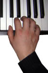Положение пальцев правой руки на клавиатуре